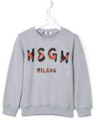 Msgm Kids Logo Print Sweatshirt, Boy's, Size: 8 Yrs, Grey