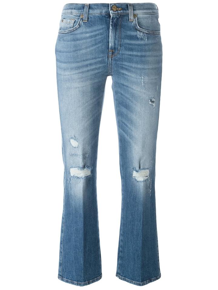 7 For All Mankind Cropped 'boo' Jeans, Women's, Size: 25, Blue, Cotton/spandex/elastane