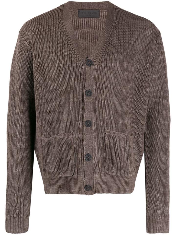 Iris Von Arnim Knit V-neck Cardigan - Brown