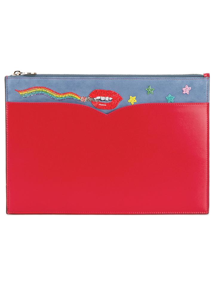 Olympia Le-tan Beaded Lip Pouch - Red