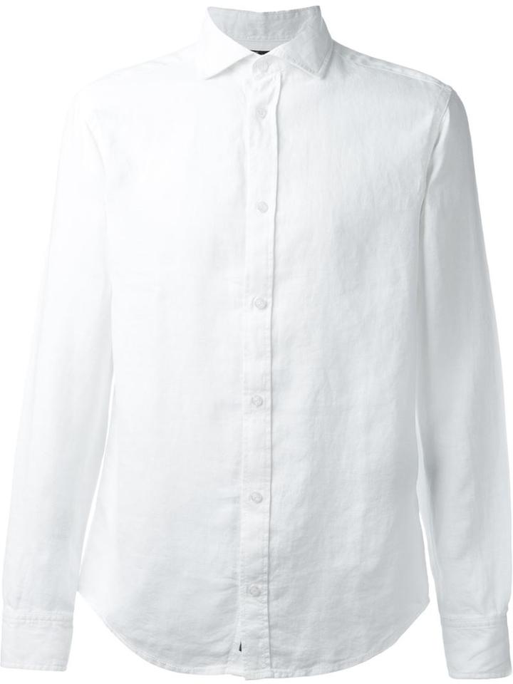Armani Jeans Plain Shirt, Men's, Size: Xl, White, Linen/flax