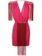 Elisabetta Franchi Chain Fringe Mini Dress - Red