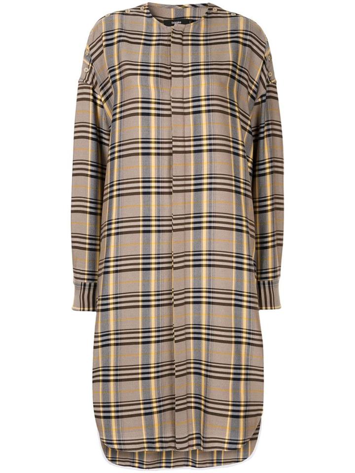 Bassike Cutout Detail Plaid Midi Shirt Dress - Yellow