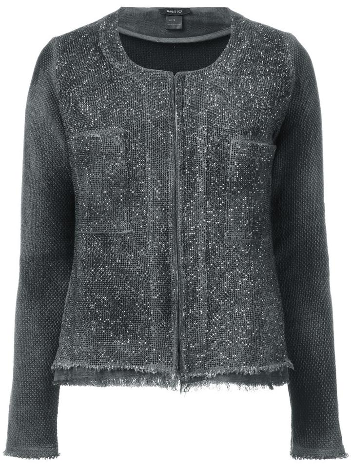 Avant Toi - Studded Allover Collarless Jacket - Women - Cotton/linen/flax/polyamide - S, Green, Cotton/linen/flax/polyamide