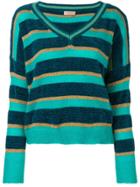 Twin-set Striped V-neck Sweater - Green