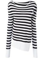 Mm6 Maison Margiela Slit Sleeve Striped Pullover, Women's, Size: Small, Black, Viscose
