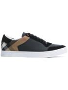 Burberry Leather And House Check Sneakers - Black