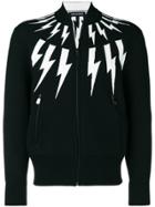 Neil Barrett Lightning Bolt Zip-up Jumper - Black