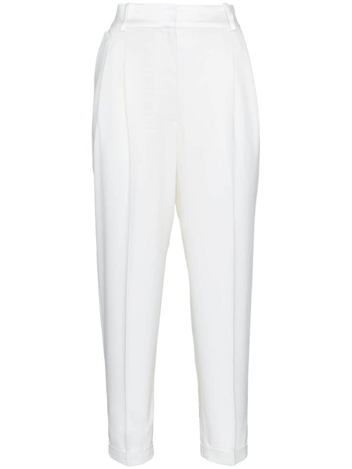 Racil Front Pleat High Waist Wool Trousers - White
