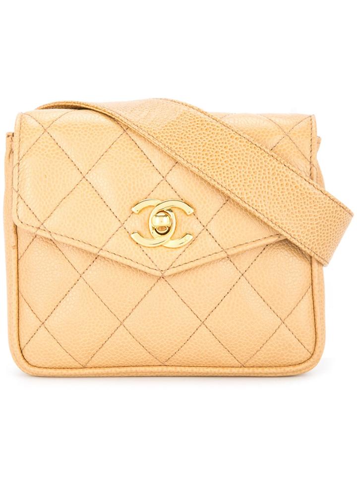 Chanel Vintage Quilted Cc Belt Bag - Brown