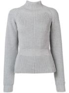 Fay Ribbed Knit High Neck Sweater - Grey
