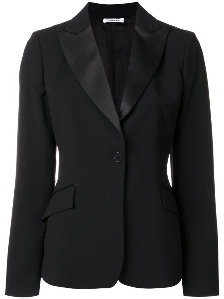 P.a.r.o.s.h. Satin Collar Blazer - Black