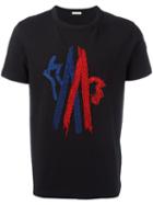 Moncler Stitched Logo T-shirt, Men's, Size: Large, Black, Cotton/polyester