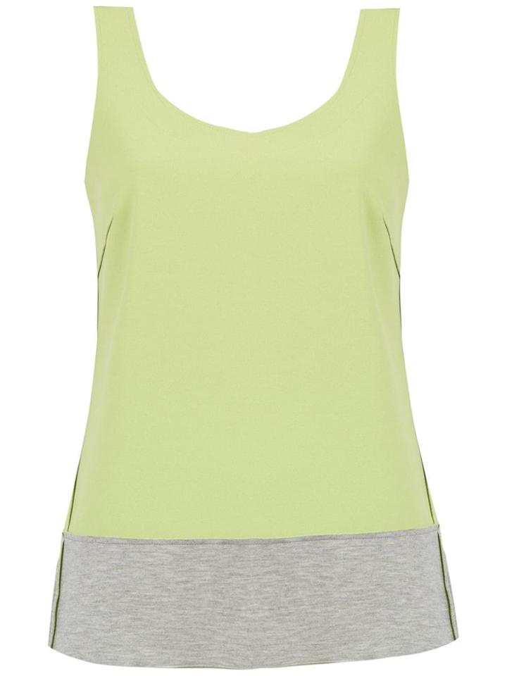 Mara Mac Contrasting Panel Sleeveless Blouse - Green
