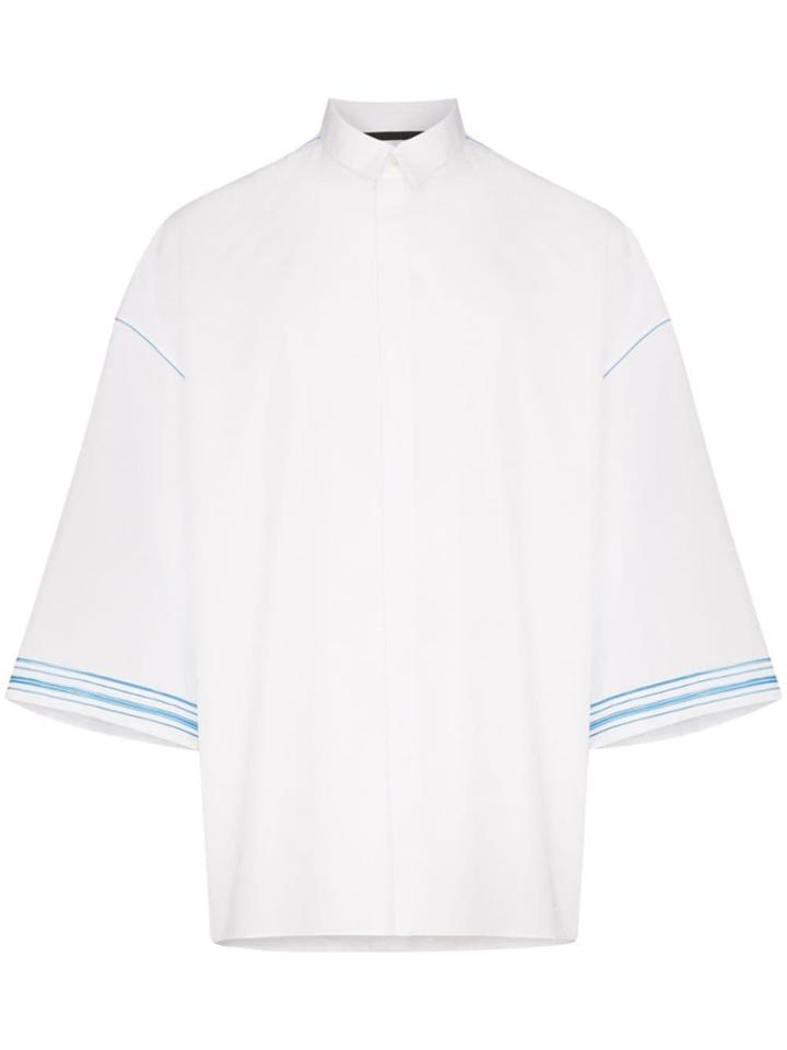 Haider Ackermann Contrast Trim Three-quarter Sleeve Cotton Shirt -