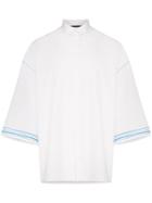 Haider Ackermann Contrast Trim Three-quarter Sleeve Cotton Shirt -