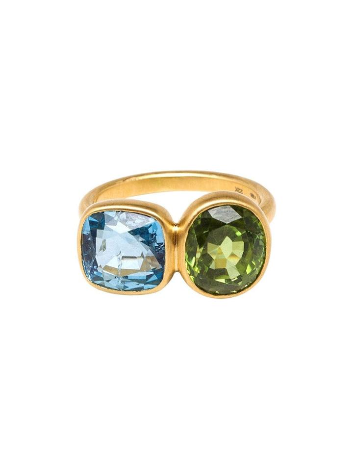 Marie Helene De Taillac Aquamarine And Peridot Princess Duet Ring -