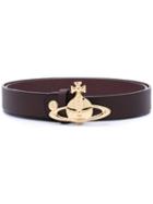 Logo Embossed Belt - Women - Calf Leather - One Size, Brown, Calf Leather, Vivienne Westwood Red Label