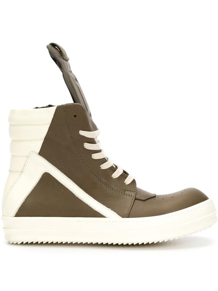 Rick Owens Geo Basket Hi-top Sneakers, Men's, Size: 7, Green, Calf Leather/rubber/leather