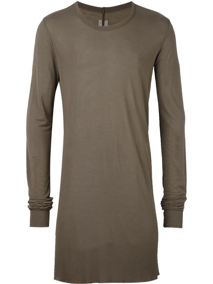 Rick Owens Long-length T-shirt, Men's, Size: Medium, Grey, Viscose/silk