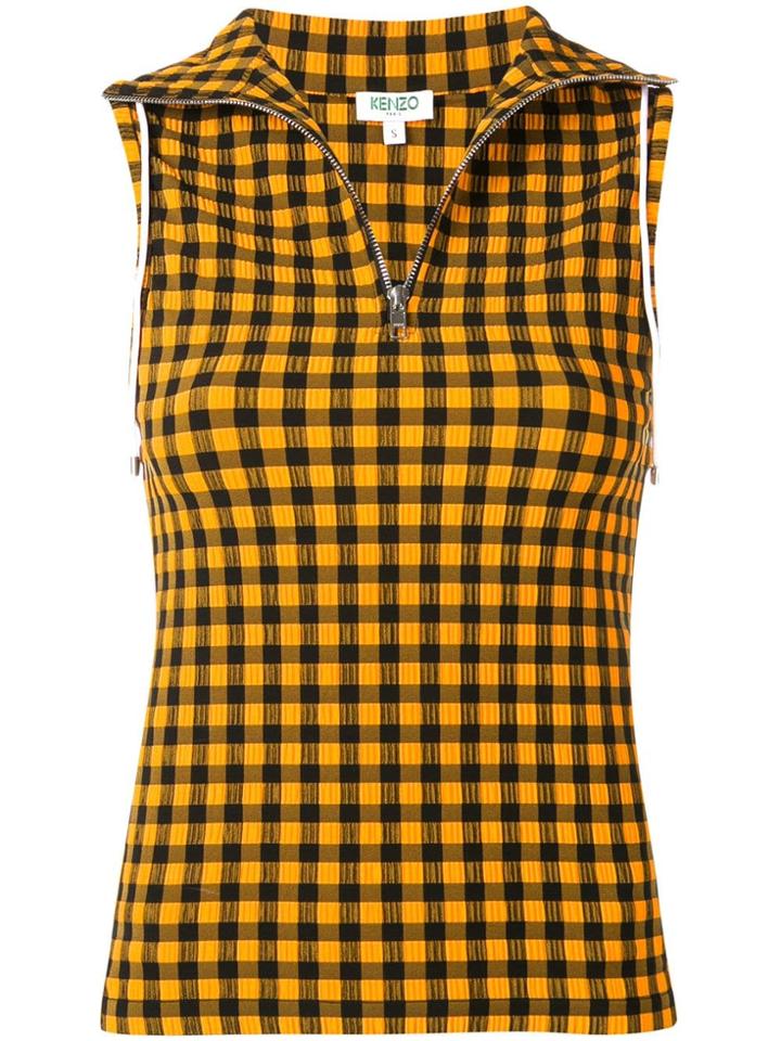 Kenzo Gingham Sleeveless Top - Orange