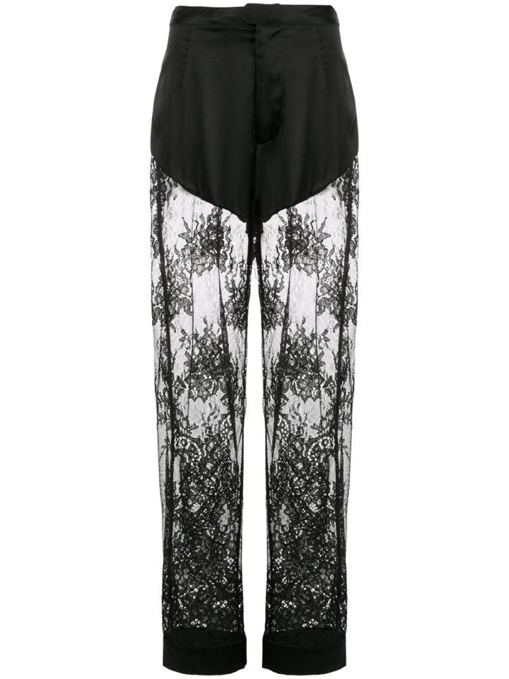 Fleur Du Mal Cillis Lace Pajama Trousers - Black