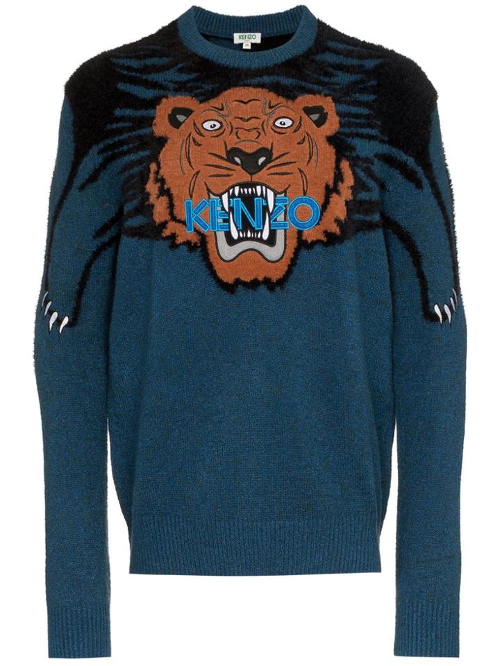 Kenzo Large Tiger Intarsia Jumper - Blue