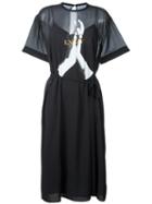 Mcq Alexander Mcqueen Mesh Overlay Midi Dress, Women's, Size: 44, Black, Polyester