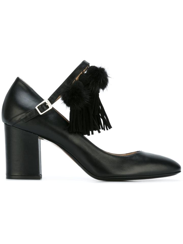 No21 Pom Pom Detailed Mary Jane Pumps - Black