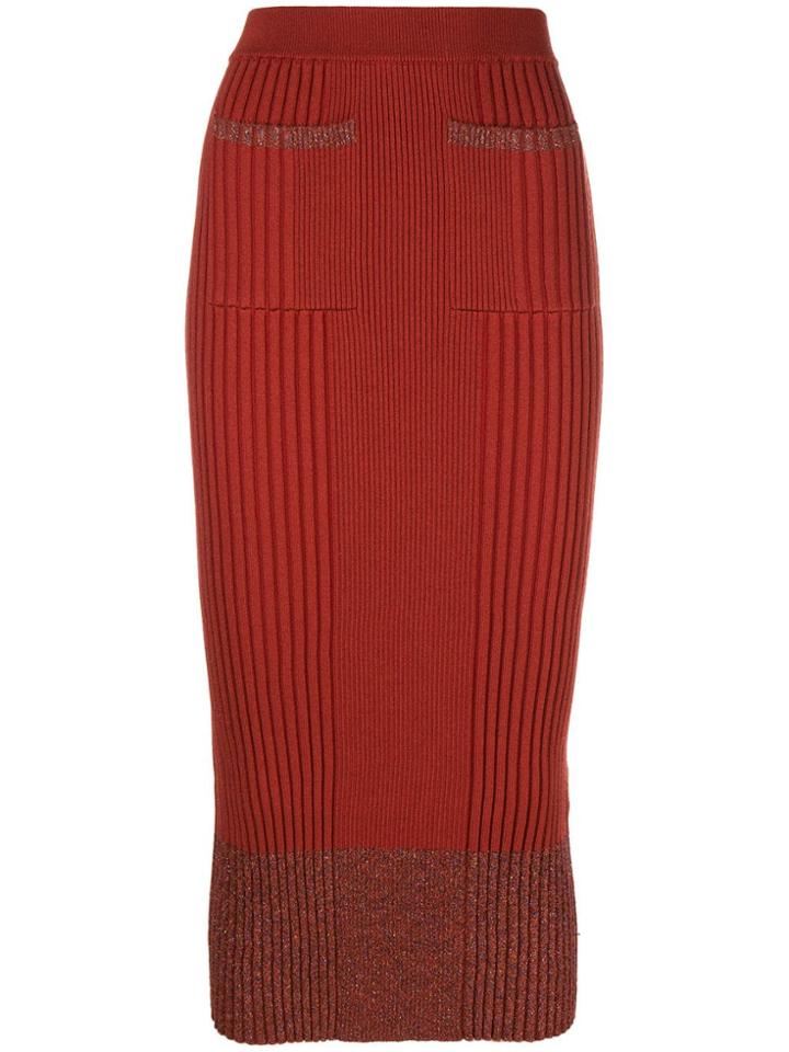 Kenzo Lurex Knit Ribbed Skirt - Yellow & Orange