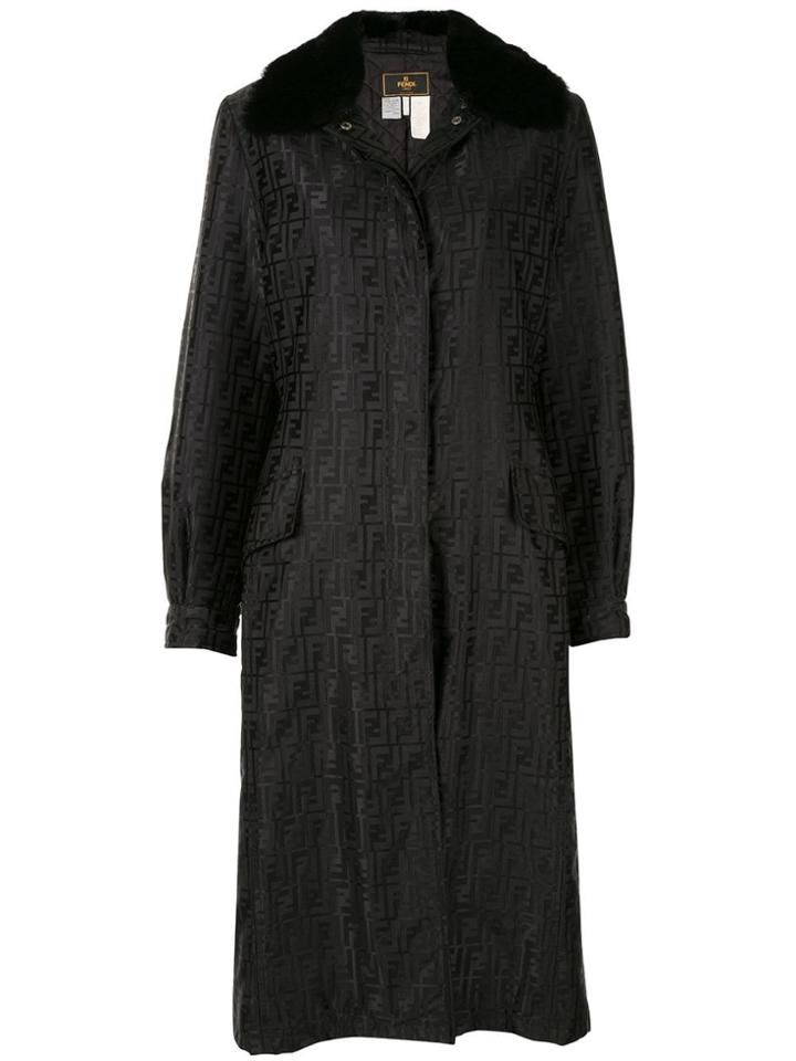 Fendi Pre-owned Ff Motif Printed Coat - Black