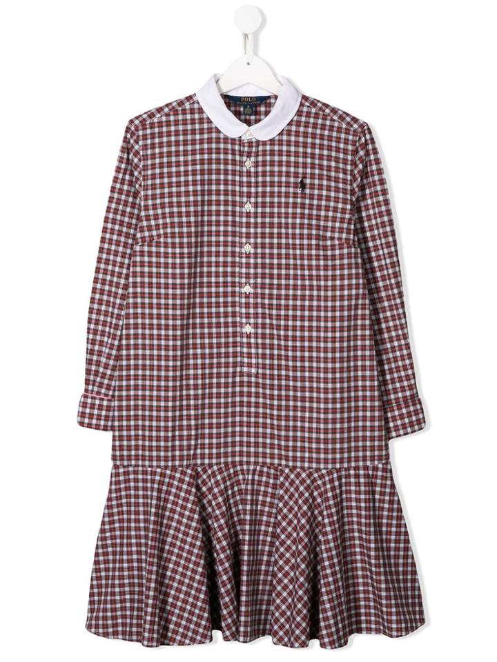 Ralph Lauren Kids Teen Logo Plaid Shirt Dress - Red