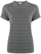 Brunello Cucinelli Embellished Stripes T-shirt - Grey