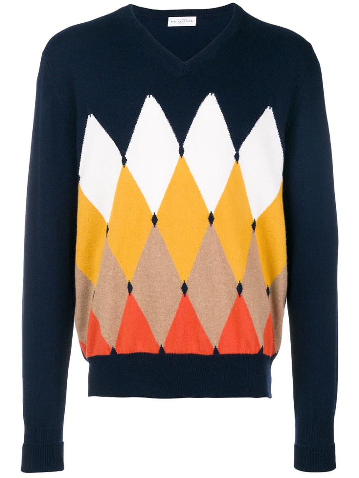 Ballantyne Cashmere Intarsia Knit Sweater - Blue