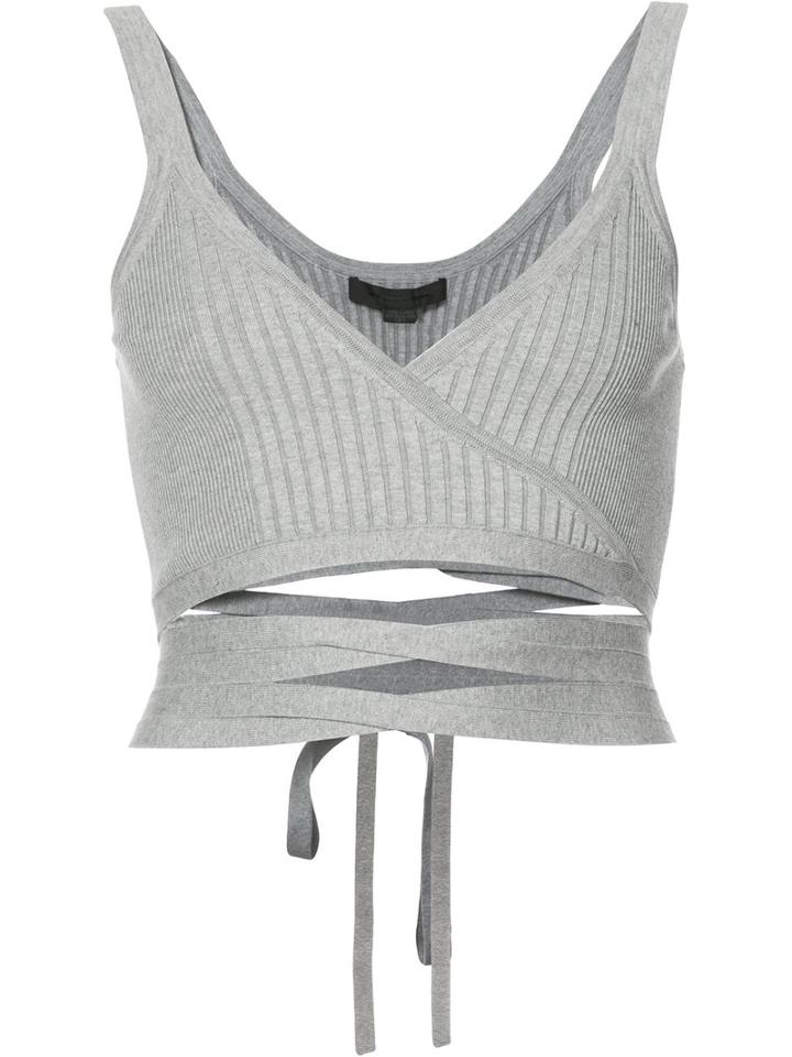 Alexander Wang - Tied Crop Top - Women - Cotton/polyamide/spandex/elastane - S, Grey, Cotton/polyamide/spandex/elastane