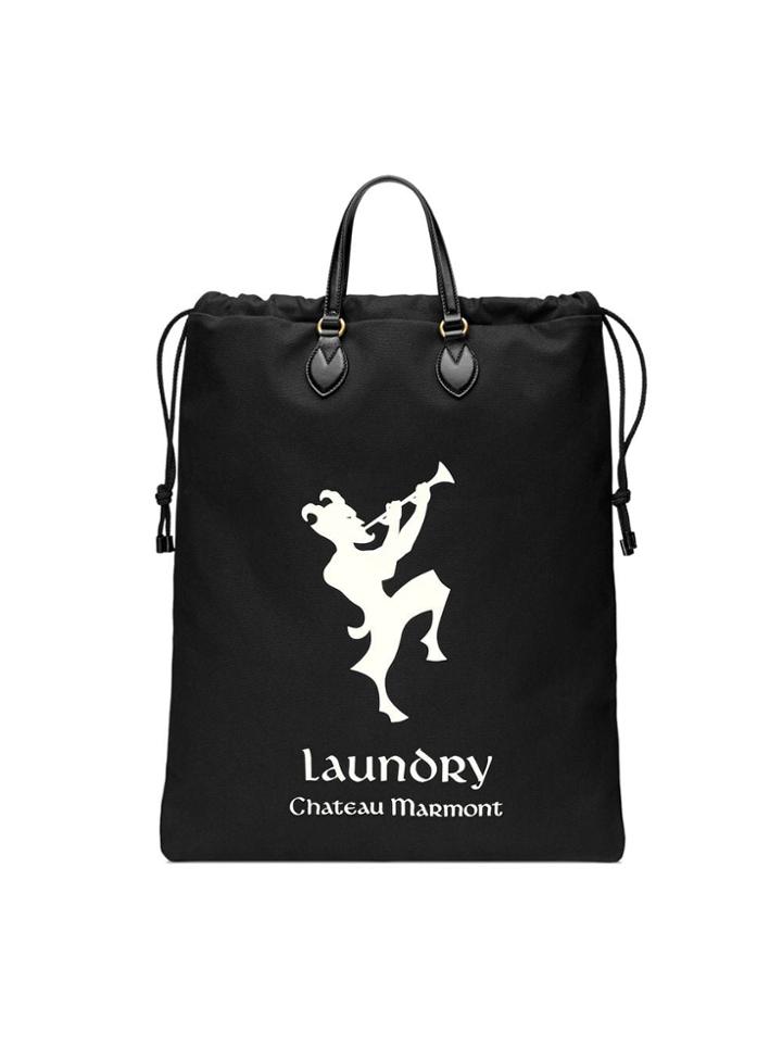Gucci Drawstring Tote With Chateau Marmont Print - Black