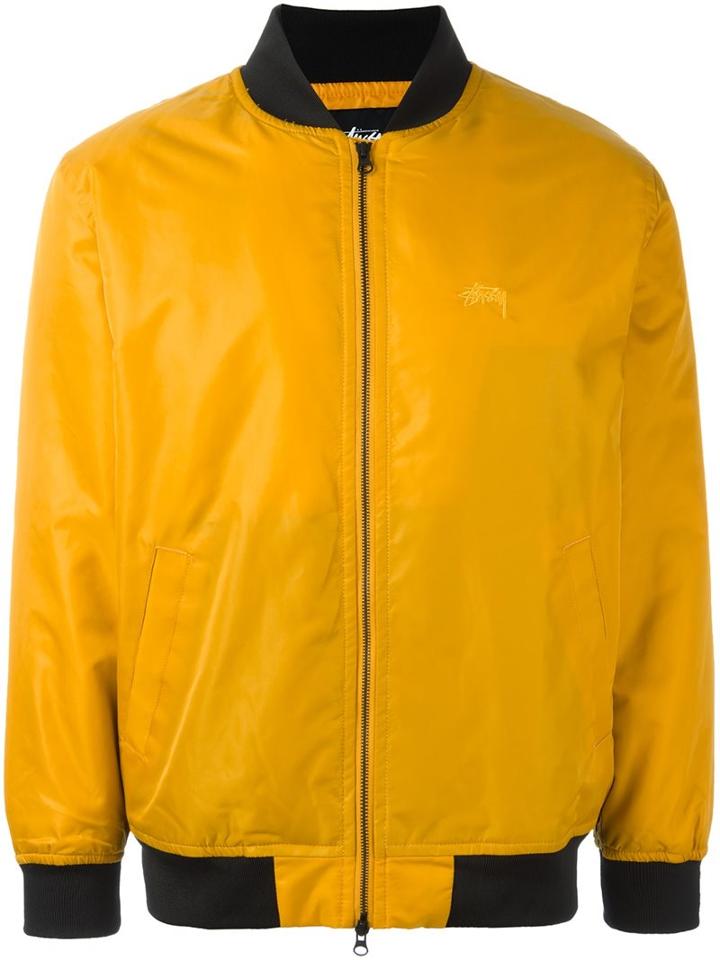 Stussy Zipped Bomber Jacket, Men's, Size: Large, Yellow/orange, Nylon