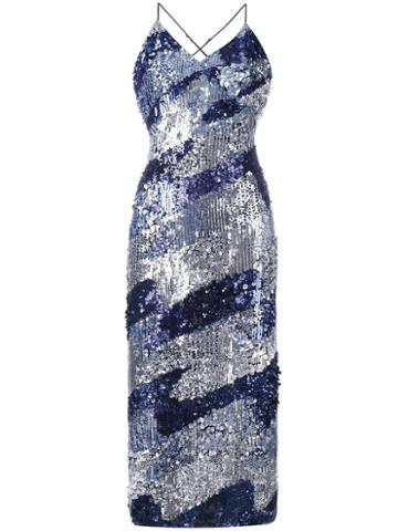 House Of Holland Sequined Slip Dress, Women's, Size: 14, Blue, Polyester/viscose/glass/acrylic