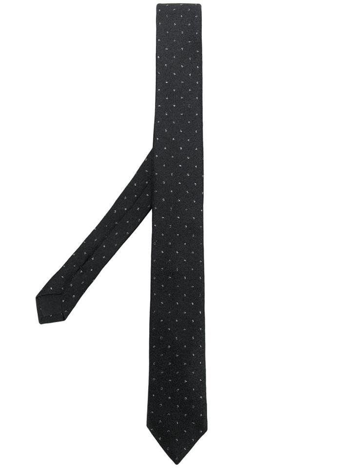 Saint Laurent Stitching Embroidered Classic Tie - Black
