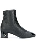 Giuseppe Zanotti Design Snake Embossed Ankle Boots - Black