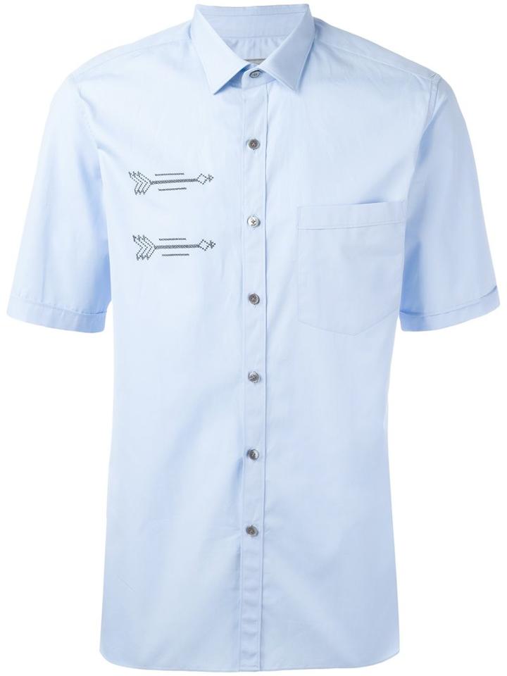 Lanvin Embroidered Arrow Shirt, Men's, Size: 40, Blue, Cotton