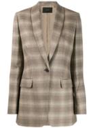 Frenken Checked Suit Jacket - Neutrals