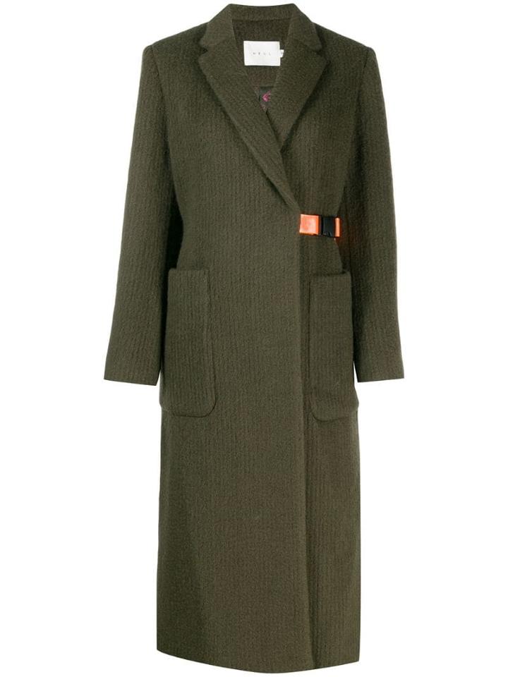 Neul Wrap-front Belt Coat - Green
