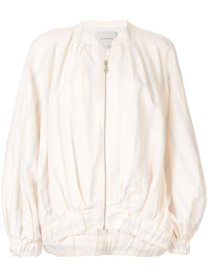 Lee Mathews Madox Stripe Bomber Jacket - Neutrals