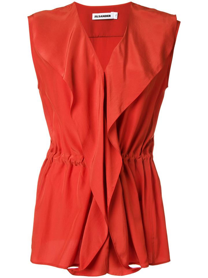 Jil Sander Wrap Sleeveless Blouse, Women's, Size: 40, Yellow/orange, Silk Crepe