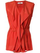 Jil Sander Wrap Sleeveless Blouse, Women's, Size: 40, Yellow/orange, Silk Crepe