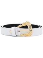 Versace Jeans Engraved Buckle Belt - White