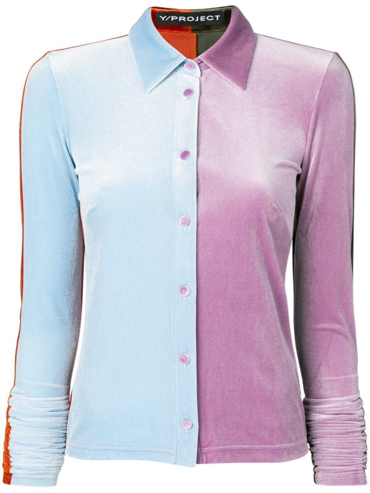 Y/project Two-tone Button Shirt - Blue