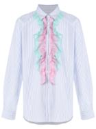 Comme Des Garçons Homme Plus Striped Ruffle Shirt - White
