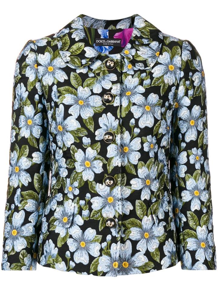 Dolce & Gabbana Floral Fitted Jacket - Black